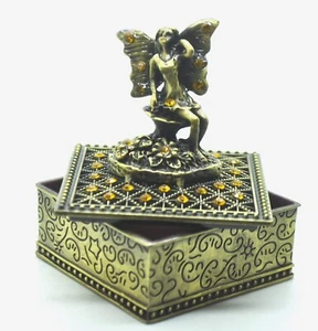 vintage european art style antique gold color 3d cute angel Jewelry box Decor - Picture 1 of 9