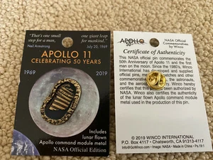Apolo 11, 50 años, ¡metal volado de la NASA! Pin de edición limitada, 50 aniversario - Imagen 1 de 2