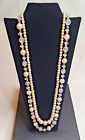 Vintage Faux Pearl and Crystal Bead Necklaces set of 2 16" 18" Estate