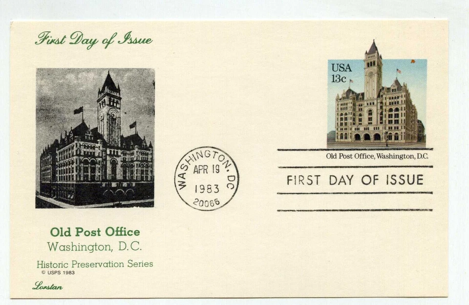 UX99  13c Old Post Office, Washington, DC, Lorstan, FDC - Image 1 of 1