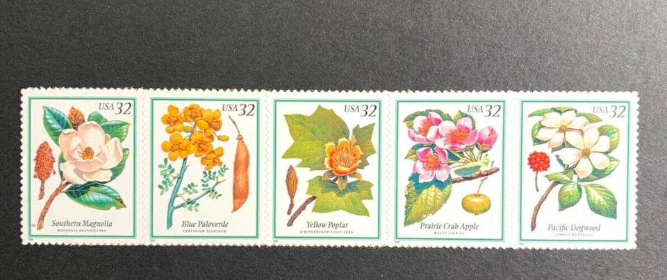 U.S. Stamps. SC #3193-3197a. 32¢ Flowering Trees Stamp Strip. MNH - Image 1 of 1