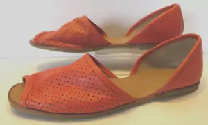Franco Sarto Womens Shoes Sandals Open Toe Flats Orange Leather Size 7.5 - Picture 1 of 9
