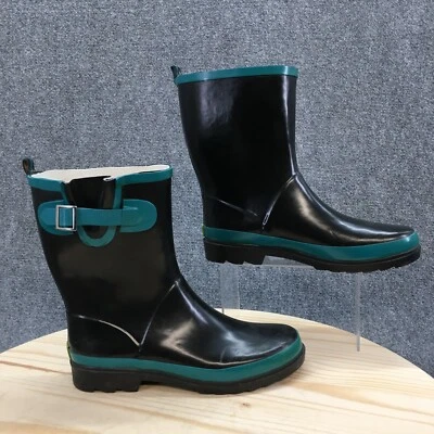Botas de lluvia Western Chief para mujer 10 negras a rayas traseras impermeables Foto 1 de 4