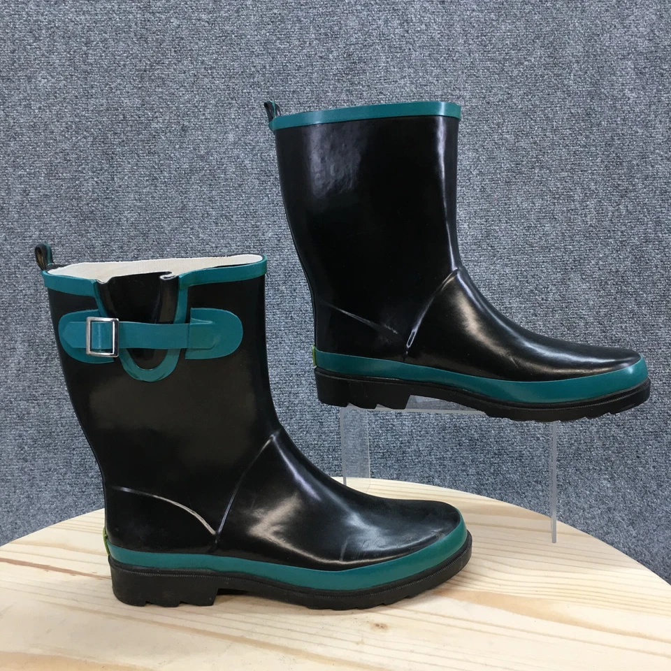 Botas de lluvia Western Chief para mujer 10 negras a rayas traseras impermeables Foto 1 de 4