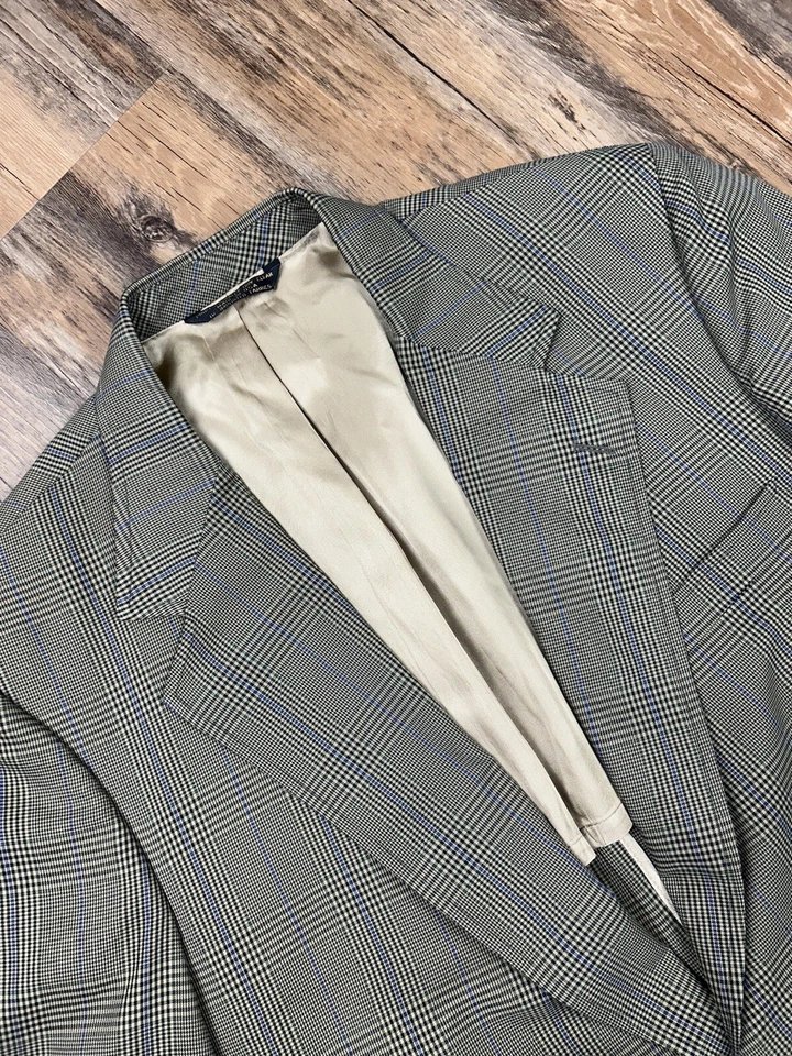 LL Bean Houndstooth Blazer Jacket Mens 42R Vintage Made USA Polyester Multicolor - Image 1 of 4