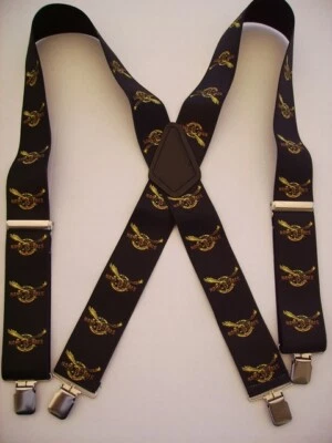 Tirantes estilo X para hombre sellos azules con clip de 2 pasadores, broches de presión para cinturón, hechos en EE. UU. Foto 1 de 4