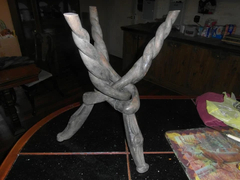 Vintage Rustic Lodge Driftwood  end table stand twisted carved driftwood Cover