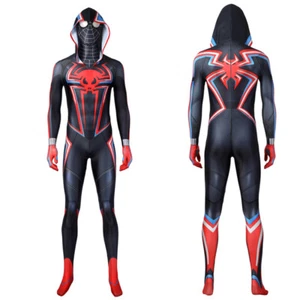 New 2099 Miles Morales Spiderman Hooded Jumpsuit Cosplay Costume Suit Halloween - Picture 1 of 12