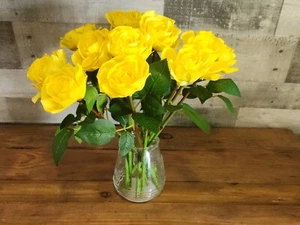 1 Dozen Yellow Roses with Stems - Picture 1 of 9