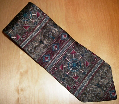 Bill Blass Maroon, Blue, & Brown Men's Silk Neck Tie 56.5" Long x 3.75" W D168 - Image 1 of 4
