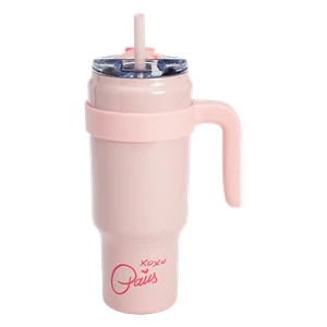 Paris Hilton 40 oz Stainless Steel Tumbler with Handle Straw and Lid, Pink - Picture 1 of 6