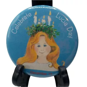 Celebrate Lucia Day Pinback Button St Lucy Christian Feast Day December 13 - Bild 1 von 6