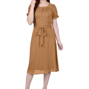 Ny Collection Women’s Belted Swiss Dot Dress Meerkat Rectangle Size PL NWT - Picture 1 of 5