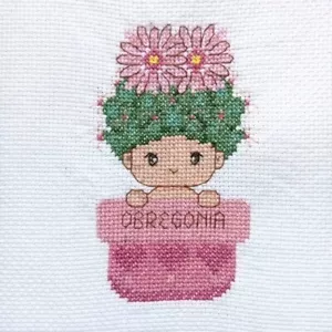 Finished Cross Stitch CACTUS - OBREGONIA Handmade Unframed 3"x4" - Picture 1 of 6