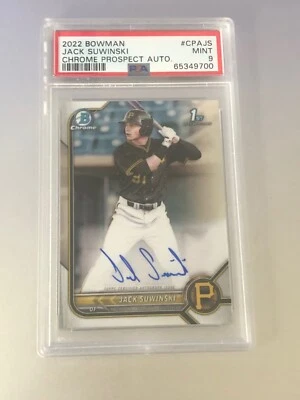 2022 Bowman #CPAJS Jack Suwinski Chrome Prospect Auto PSA Mint 9 Pirates - Image 1 of 2