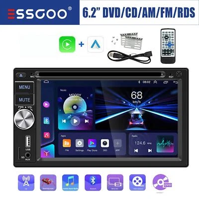 2 DIN Autoradio Carplay Android Auto Bluetooth CD DVD AM Player RDS 3 USB TF AUX - Bild 1 von 4