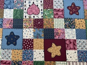 fabric Cotton Heart Star Quilt Print By Fabri-Quilt 44”X 52” 478 - Picture 1 of 9
