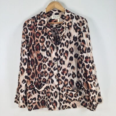 Peter alexander womens pyjama blouse shirt size M brown leopard viscose 085581 - image 1 of 4