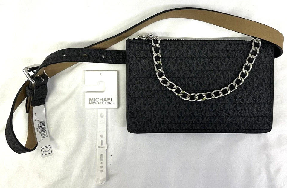 Michael Kors MK Logo Chocolate Brown Fanny Pack Belt Bag 554131 Size XL