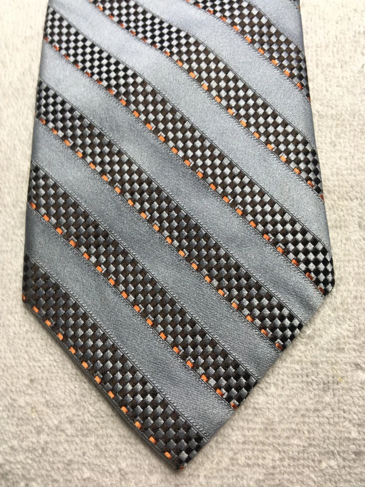 JOHN BARTLETT MENS TIE SKY BLUE WITH ORANGE AND BROWN 3.75 X 61 - Image 1 of 4