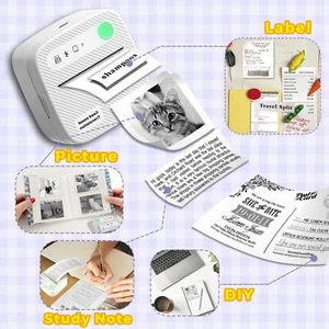 Portable Bluetooth Mini Printer Thermal Photo Printer + 7 Rolls Sticker Paper - Picture 1 of 6
