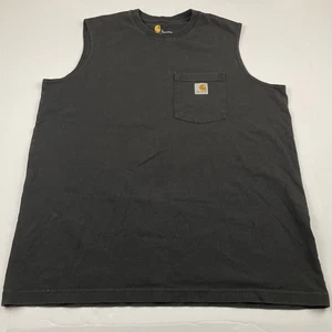 Canotta Carhartt Tascabile Uomo L Senza Maniche Nera T-Shirt Relaxed Fit Cotone - Foto 1 di 7