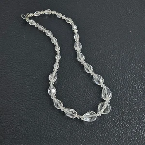 Vintage Art Deco Crystal Choker Necklace Graduated Cut Faceted Beads 16.5" - Picture 1 of 4
