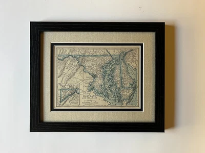 1934 "BLUE" MARYLAND DELAWARE State Map by C.S. Hammond, SEE DESCRIP - Image 1 of 3