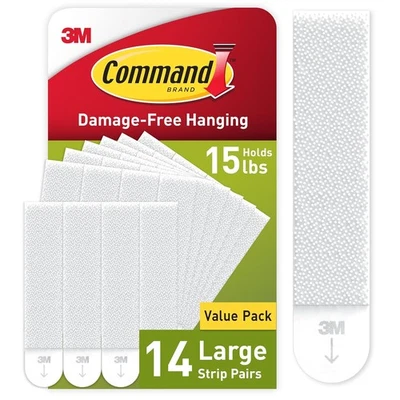 Command Large Picture Hanging Strips 15 lb 14 Pairs Damage-Free Wall Hangers - Image 1 of 4
