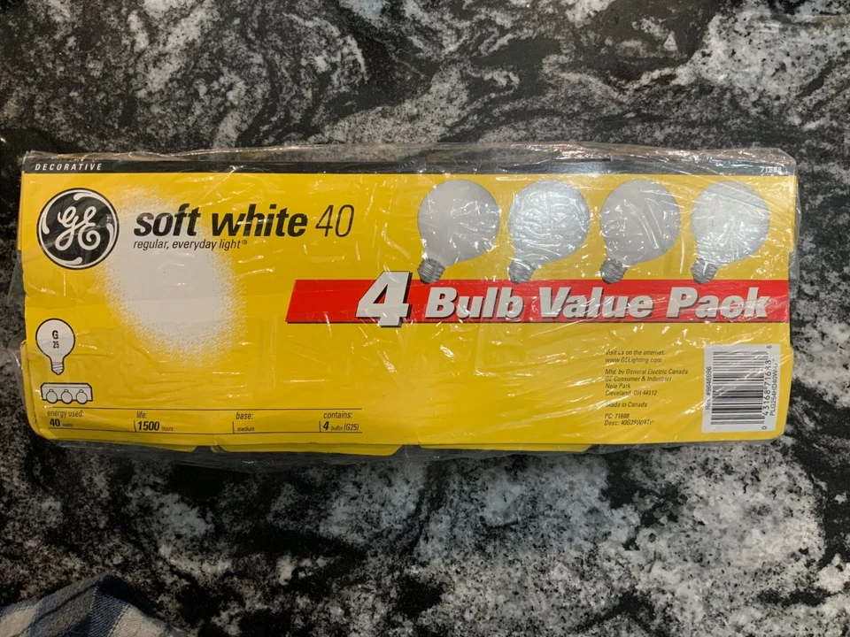 GE 40 Watt Soft White G25 90879 Vanity Globe Light Bulbs Medium Base 4 PACK - Image 1 of 4