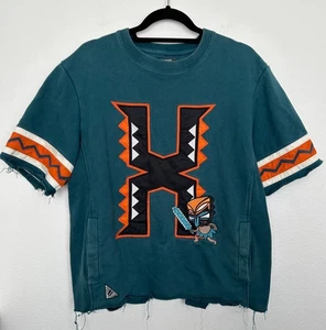 10 Deep Victory The Warriors Sweatshirt in Teal Cropped Crewneck Pockets Large - Picture 1 of 12