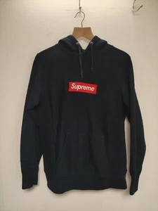 Supreme Ladies Hoodie Medium Navy Long Sleeve 100% Cotton Kangaroo Pocket Logo - Picture 1 of 6