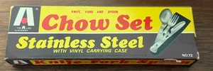 Chow Set by A Line Stainless Steel Knife Fork Spoon Vinyl Carrying Case Camping - Picture 1 of 3