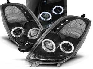 fari per TOYOTA YARIS 2006 2007 2008 2009 angel eyes nero LHD - Picture 1 of 1