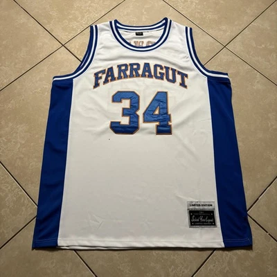 Camiseta de baloncesto Farragut para hombre blanca azul Kevin Garnett 34 School Yard Legends Foto 1 de 4