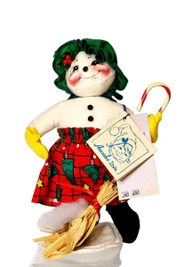 Annalee Schneemann 1999 7" Puppe fegende Schneeflocken Weihnachtsfigur mit Etikett #7506 - Bild 1 von 3