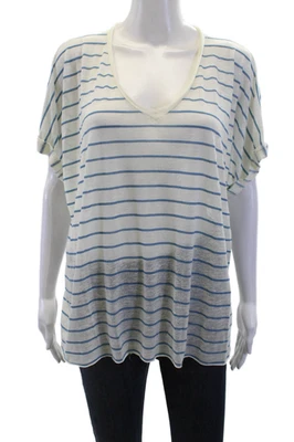 Rag & Bone Women Tunic T-Shirt White Striped V-Neck Short Sleeve Size S - Image 1 of 4