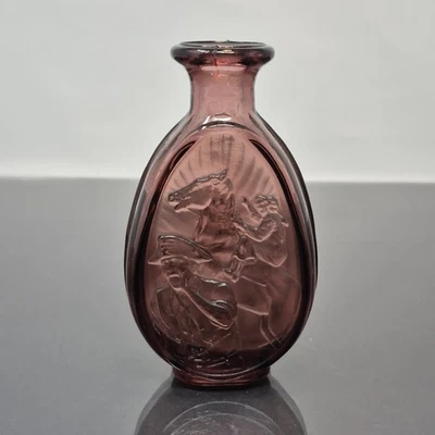 DAR Daughters Of The American Revolution Purple Glass Bottle 1979 Horse - Image 1 of 4
