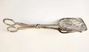 Pinze per insalata placcate argento con disegno dettagliato lunghe 8,5" - Foto 1 di 5