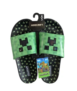 Minecraft Big Kids Toboganes/Sandalias en NEGRO/VERDE TALLA 4/5 NUEVO - Imagen 1 de 6
