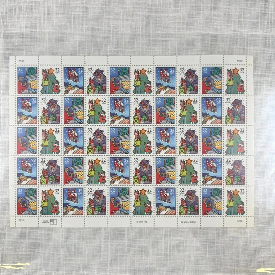 Scott 3108-3111 - 1996 Christmas Family Scenes Full Sheet of 50 US 32¢ Stamps MH - Image 1 of 1