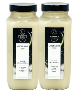 2 BATH & BODY WORKS AROMA LUZ DE LUNA ZEN NEGRO MANZANILLA BAÑO DE LUJO 15 FL OZ NUEVO - Imagen 1 de 3