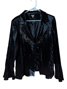 Blazer REBA Mujer Negro Terciopelo Bling Poli Spandex Talla L - Imagen 1 de 10