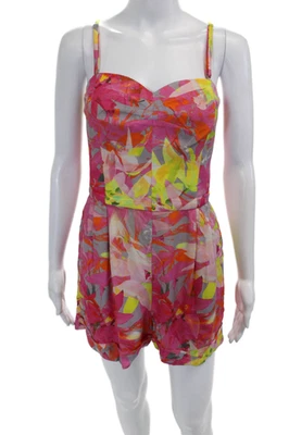 Trina Turk Womens Spaghetti Strap V-neck Floral Print Dress Pink Size 04 - Image 1 of 4