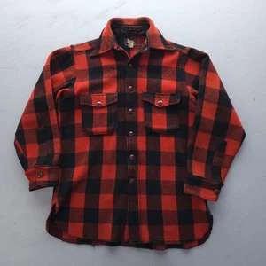 Vintage 1950s Woolrich Buffalo Plaid Wool Lumberjack Flannel Shirt M 15 - Picture 1 of 10