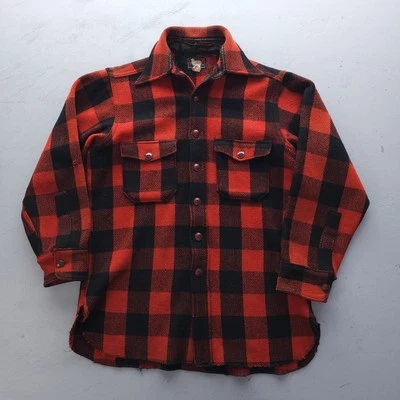 Vintage 1950s Woolrich Buffalo Plaid Wool Lumberjack Flannel Shirt M 15 - Image 1 of 4