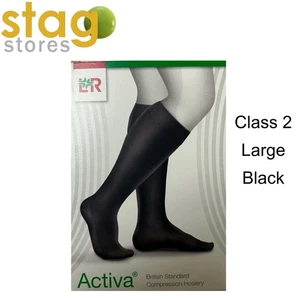 Activa Compression Hosiery Stockings Below Knee - Black - Class 2 - Large - New - Picture 1 of 6