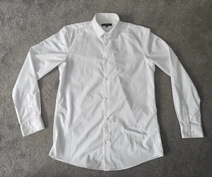 Men's Plain White Shirt - George - 15.5 inch - Long Sleeve - Regular Fit - Picture 1 of 2