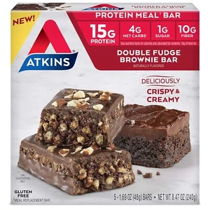 Atkins Double Fudge Brownie Protein Meal Bar High Fiber 15g Protein 1g Sugar ... - Picture 1 of 7