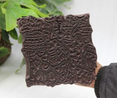 Bloques de impresión de madera vintage tallados a mano tela textil estampillas decoración - 15444 Foto 1 de 4